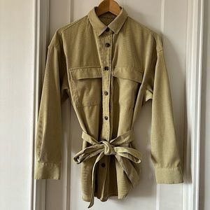 GU Women Corduroy Velvet Yellow Shirts